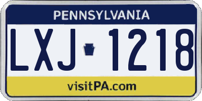 PA license plate LXJ1218