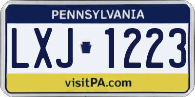 PA license plate LXJ1223