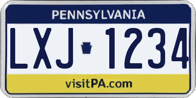 PA license plate LXJ1234