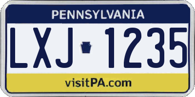 PA license plate LXJ1235