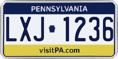 PA license plate LXJ1236
