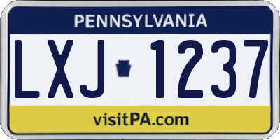 PA license plate LXJ1237