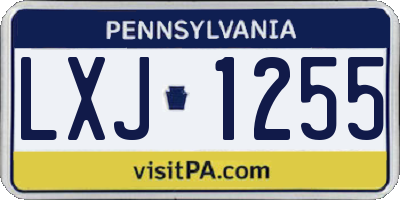 PA license plate LXJ1255