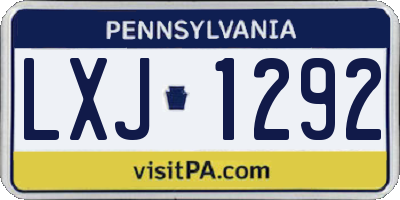 PA license plate LXJ1292