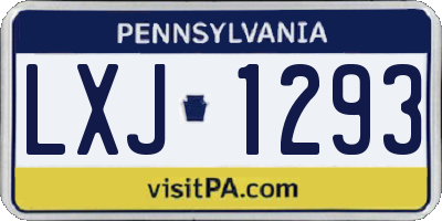 PA license plate LXJ1293