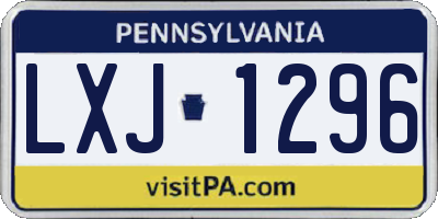 PA license plate LXJ1296