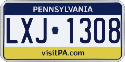 PA license plate LXJ1308
