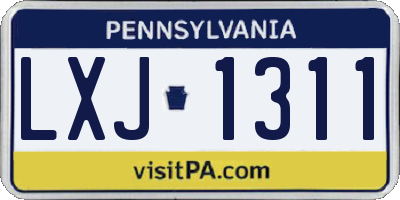 PA license plate LXJ1311