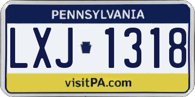 PA license plate LXJ1318