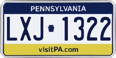 PA license plate LXJ1322