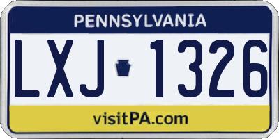 PA license plate LXJ1326