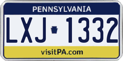 PA license plate LXJ1332
