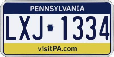 PA license plate LXJ1334