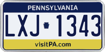 PA license plate LXJ1343