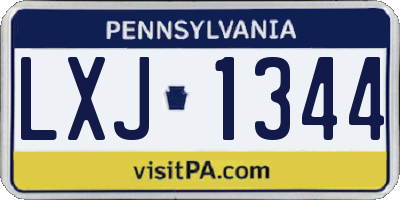 PA license plate LXJ1344