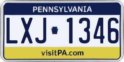 PA license plate LXJ1346