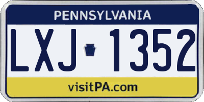 PA license plate LXJ1352