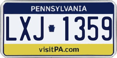 PA license plate LXJ1359