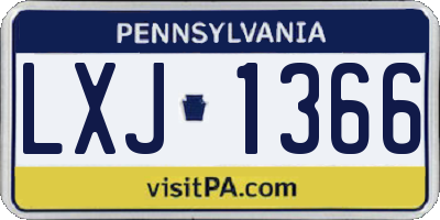 PA license plate LXJ1366