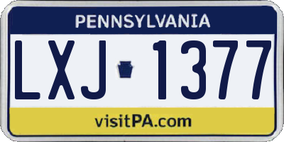 PA license plate LXJ1377