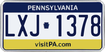 PA license plate LXJ1378