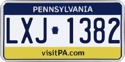 PA license plate LXJ1382