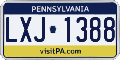 PA license plate LXJ1388