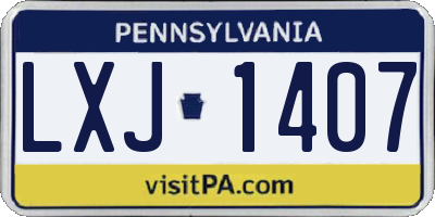 PA license plate LXJ1407