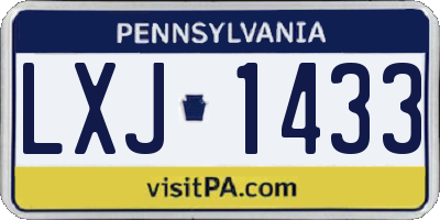 PA license plate LXJ1433