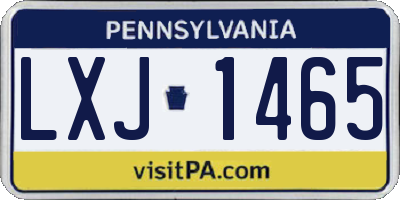 PA license plate LXJ1465