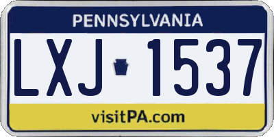 PA license plate LXJ1537