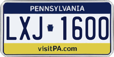 PA license plate LXJ1600
