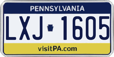 PA license plate LXJ1605