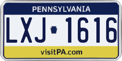 PA license plate LXJ1616