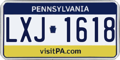 PA license plate LXJ1618