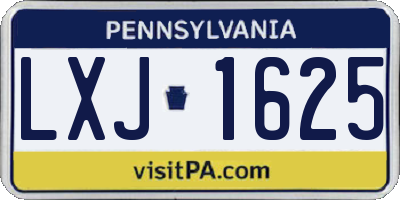 PA license plate LXJ1625