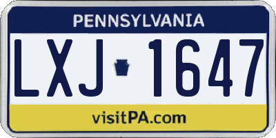 PA license plate LXJ1647