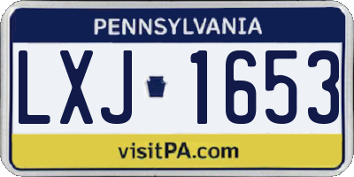 PA license plate LXJ1653