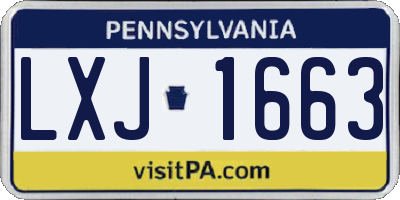 PA license plate LXJ1663