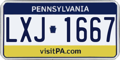 PA license plate LXJ1667