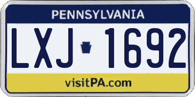 PA license plate LXJ1692
