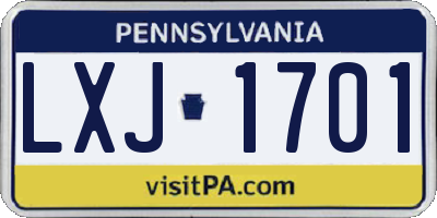 PA license plate LXJ1701