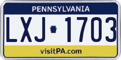 PA license plate LXJ1703