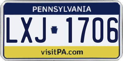 PA license plate LXJ1706