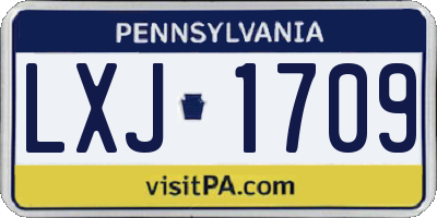 PA license plate LXJ1709