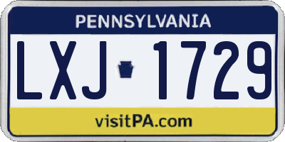 PA license plate LXJ1729