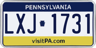 PA license plate LXJ1731