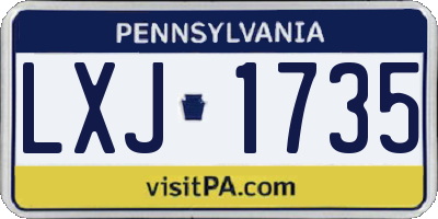 PA license plate LXJ1735