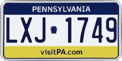 PA license plate LXJ1749