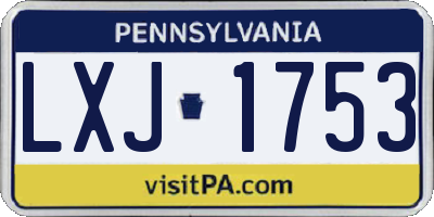PA license plate LXJ1753